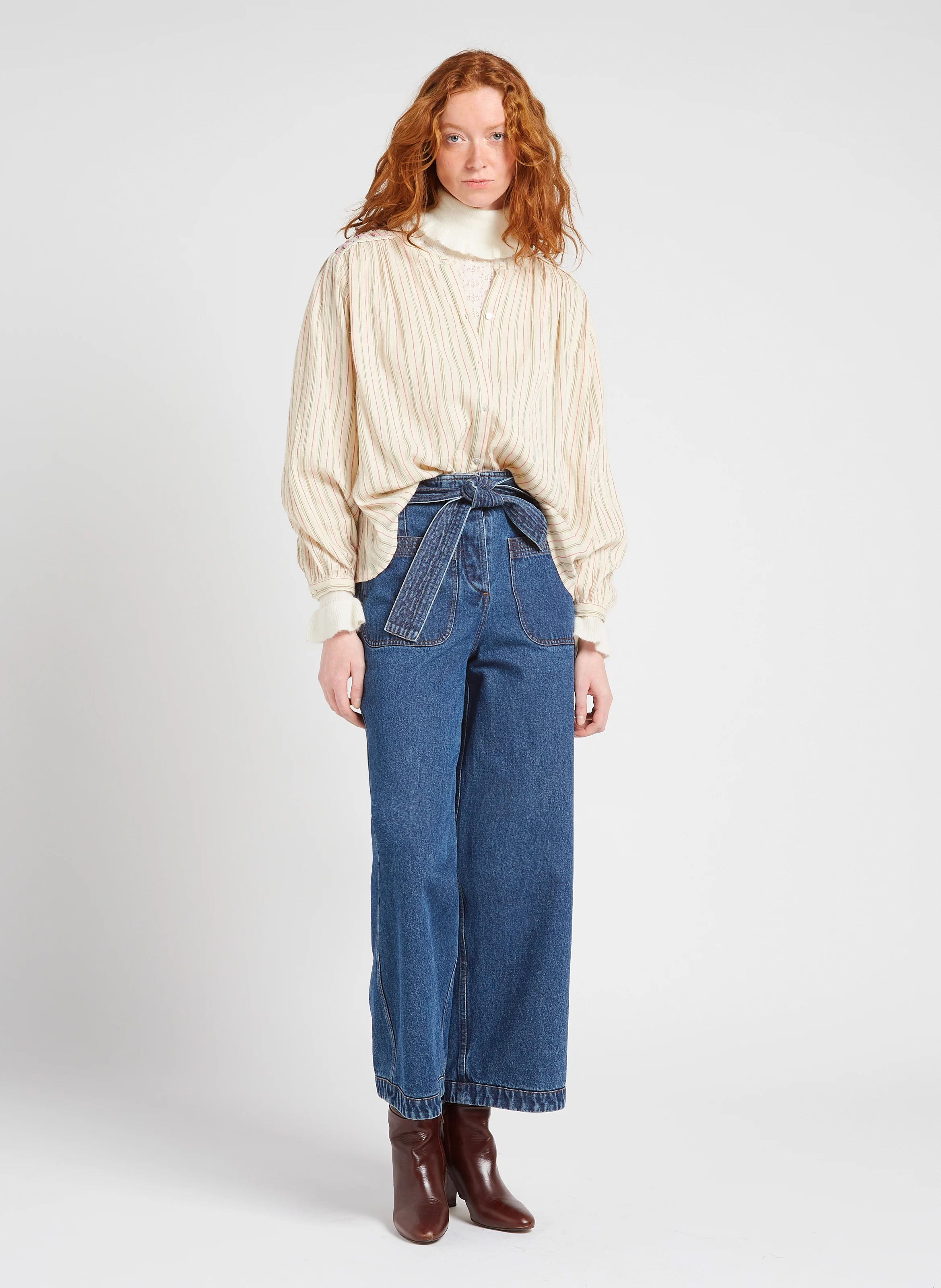 DOILLON - Jean large en coton | Bleu