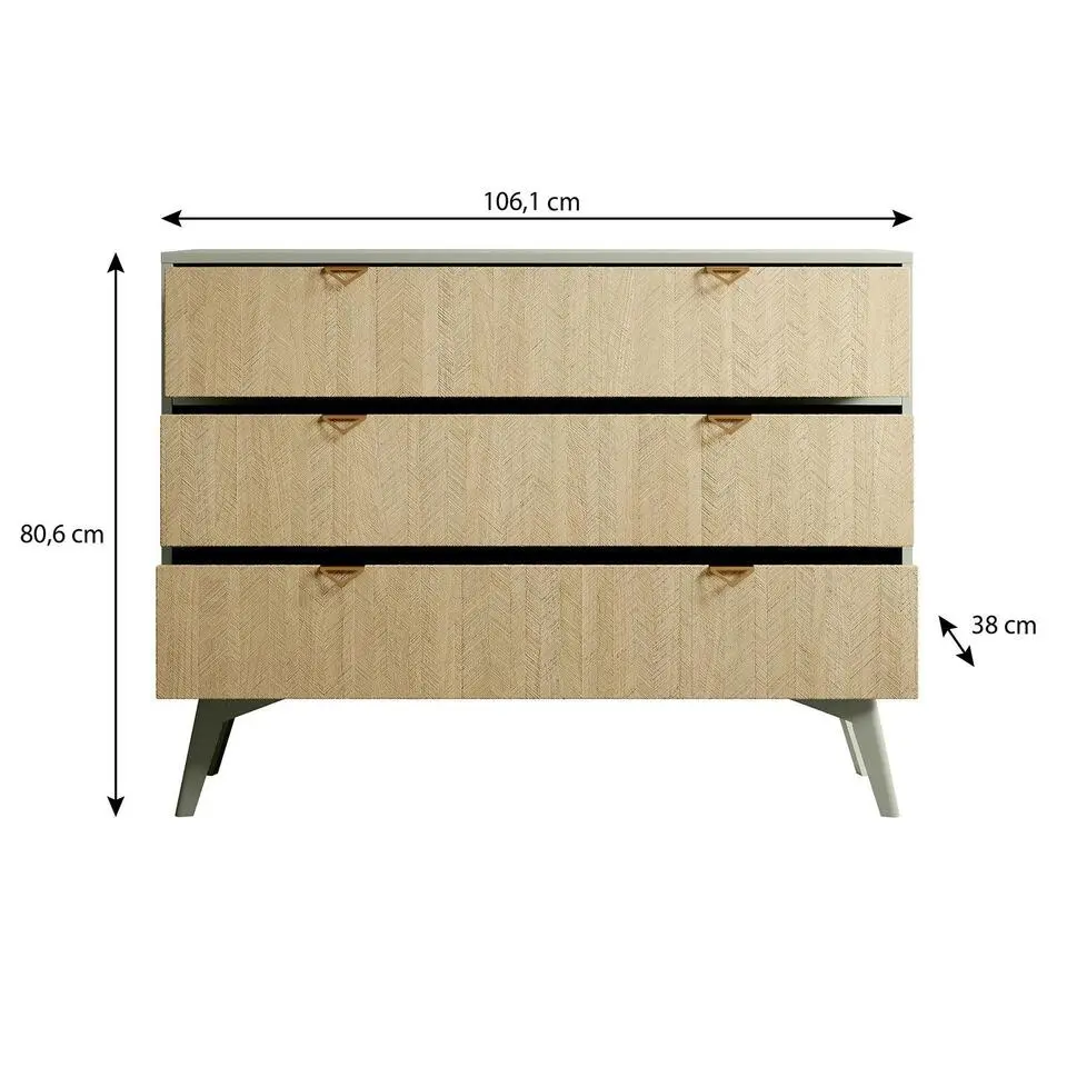 Meubella - Ladekast Essence - Groen - Licht eiken - 106 cm