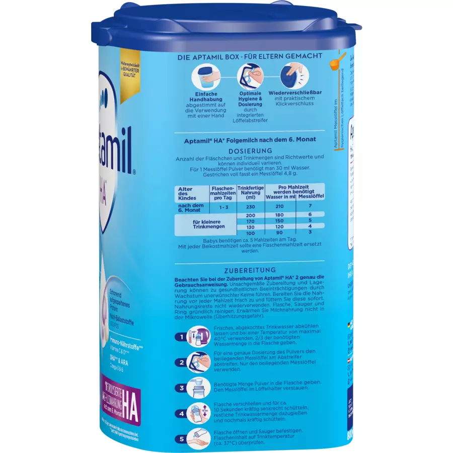 Aptamil Folgemilch HA 2 mit hydrolisiertem Eiweiß 800 g nach dem 6. Monat