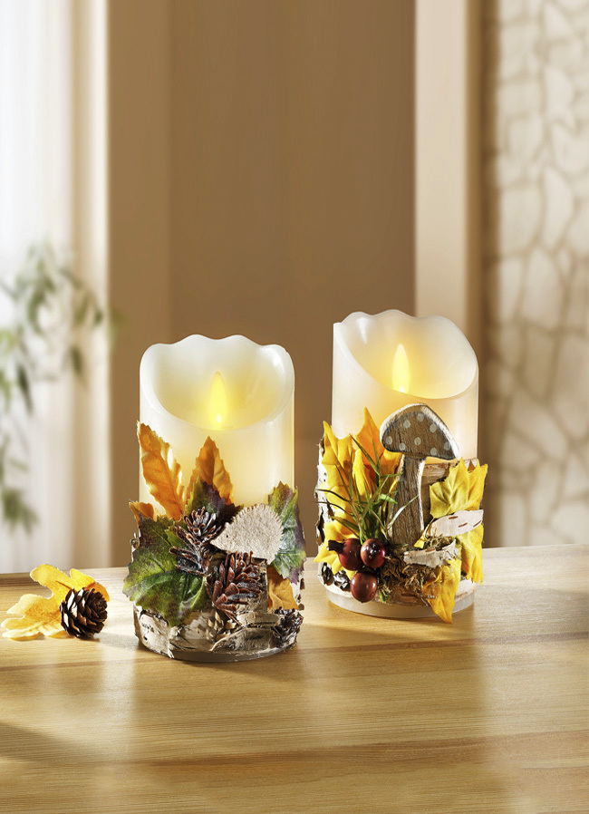 LED-Echtwachskerzen, 2er-Set