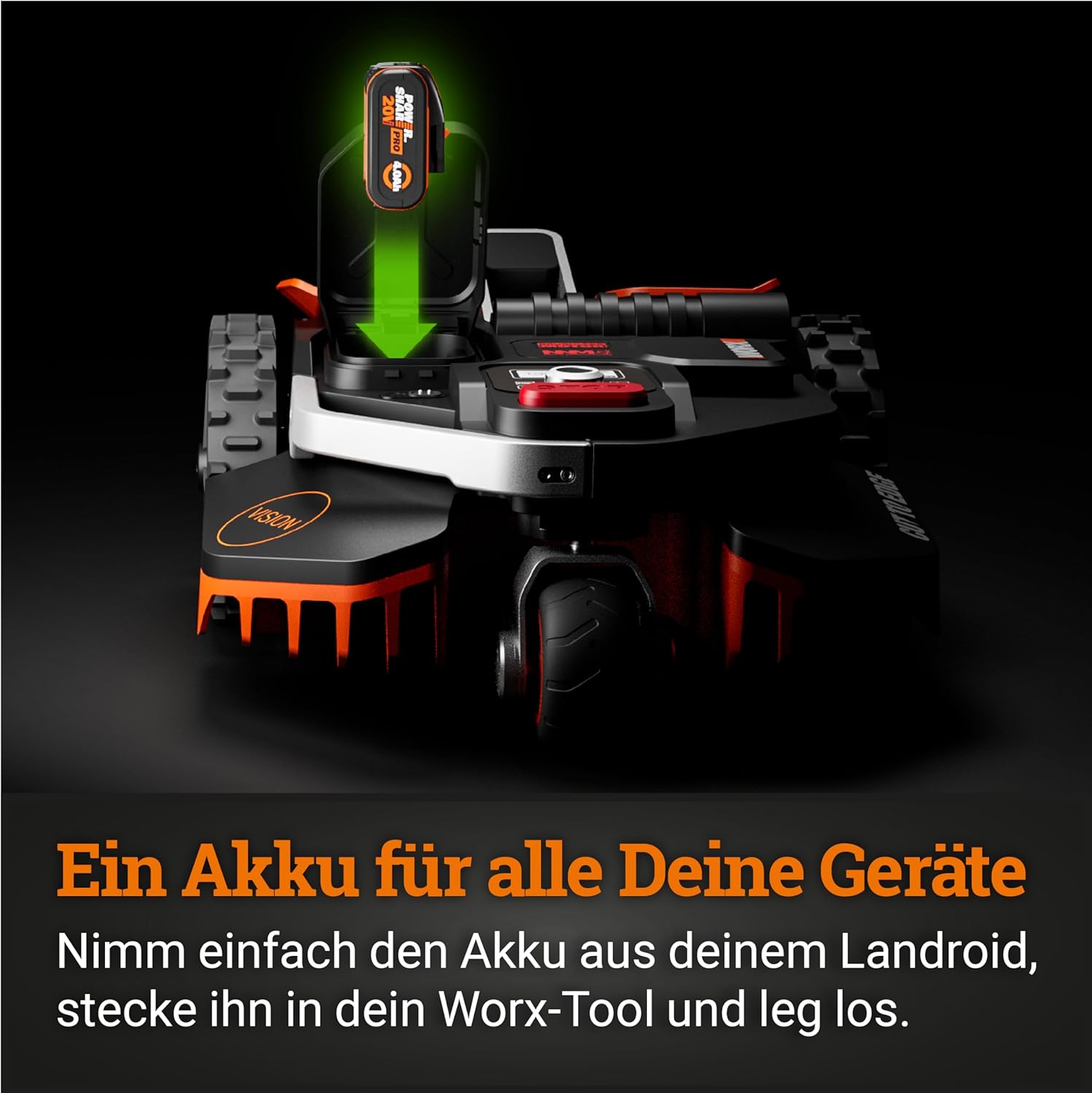 WORX Landroid Vision L1600 WR216E.1 - Mähroboter ohne Begrenzungskabel für Gärten bis 1600m², AI Rasenmäher Roboter (WLAN & Bluetooth, aktive Hindernisvermeidung mit KI-Technologie, Igelschutz)