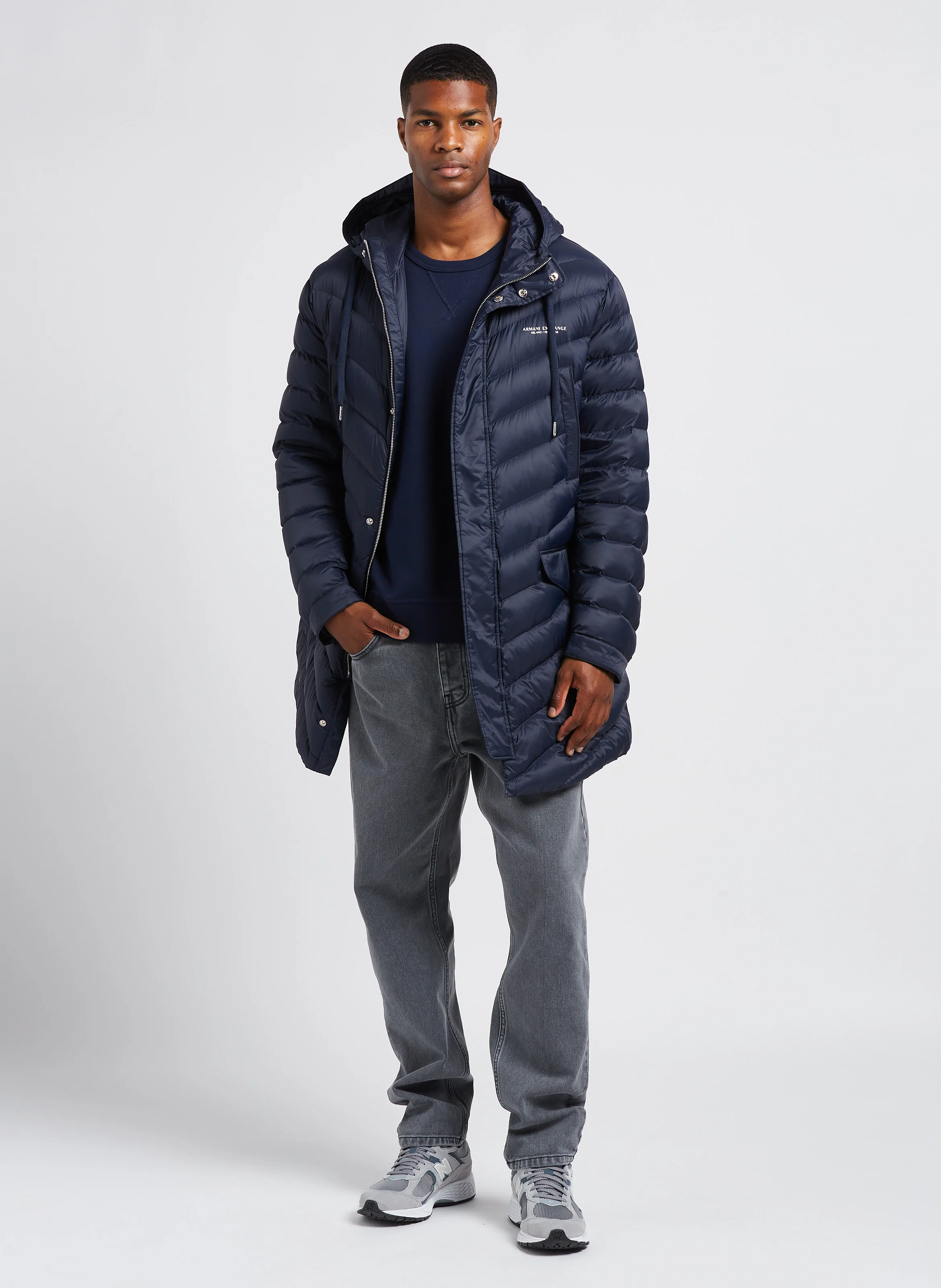 Sweat droit col rond en coton mélangé | Bleu