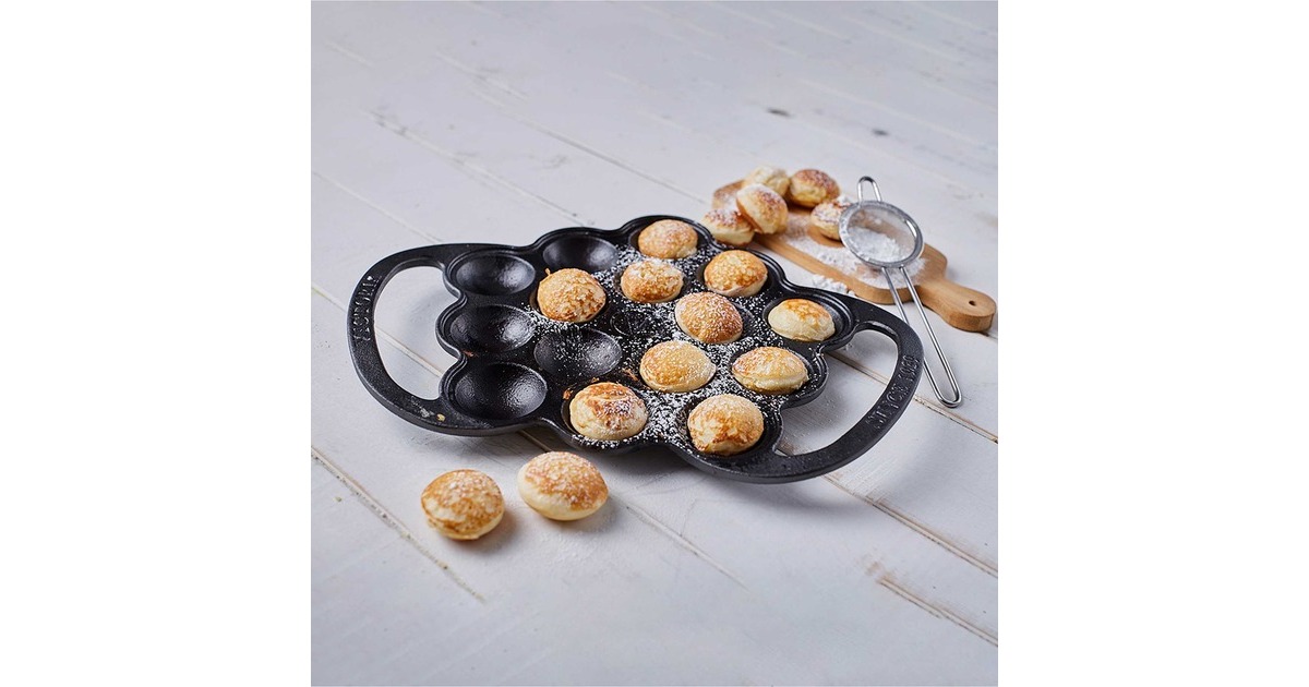 VictoriaPoffertjes pan, 15 per keer, Seasoned bak-/braadpan  (Zwart, Color packaging)