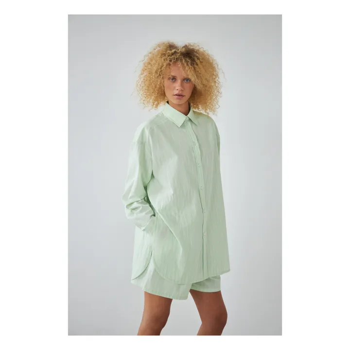 Stella Nova Chemise Rayée Oversize  | Vert Menthe