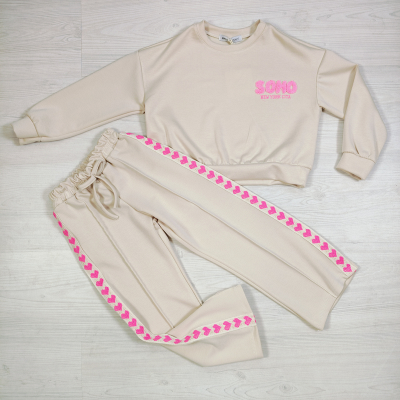 Pink Heart Soho NYC Comfy Set - beige