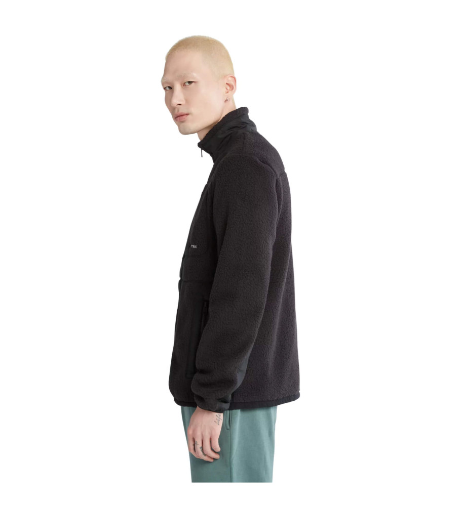 Jaqueta Timberland Sherpa FZ Fleece, tamanho médio, preta.