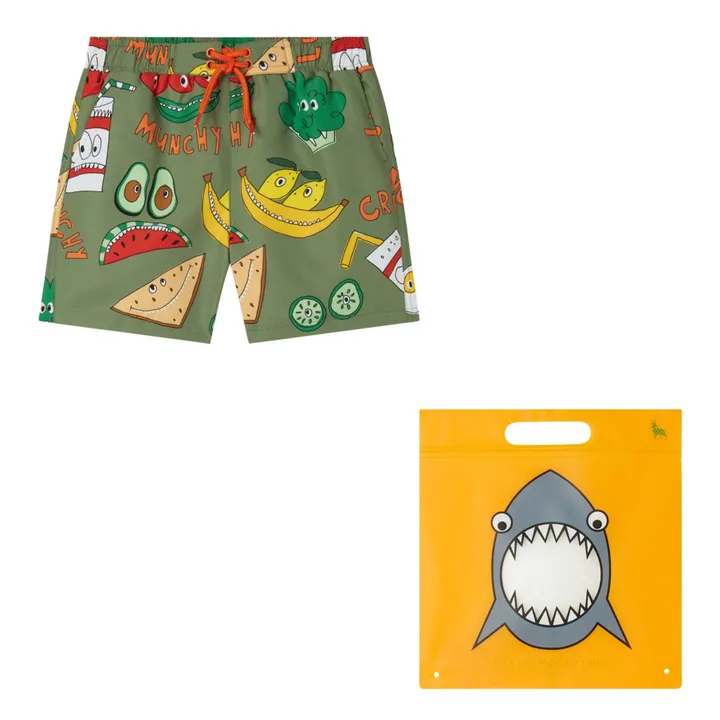Stella McCartney Kids Short de Bain Sandwich | Vert kaki