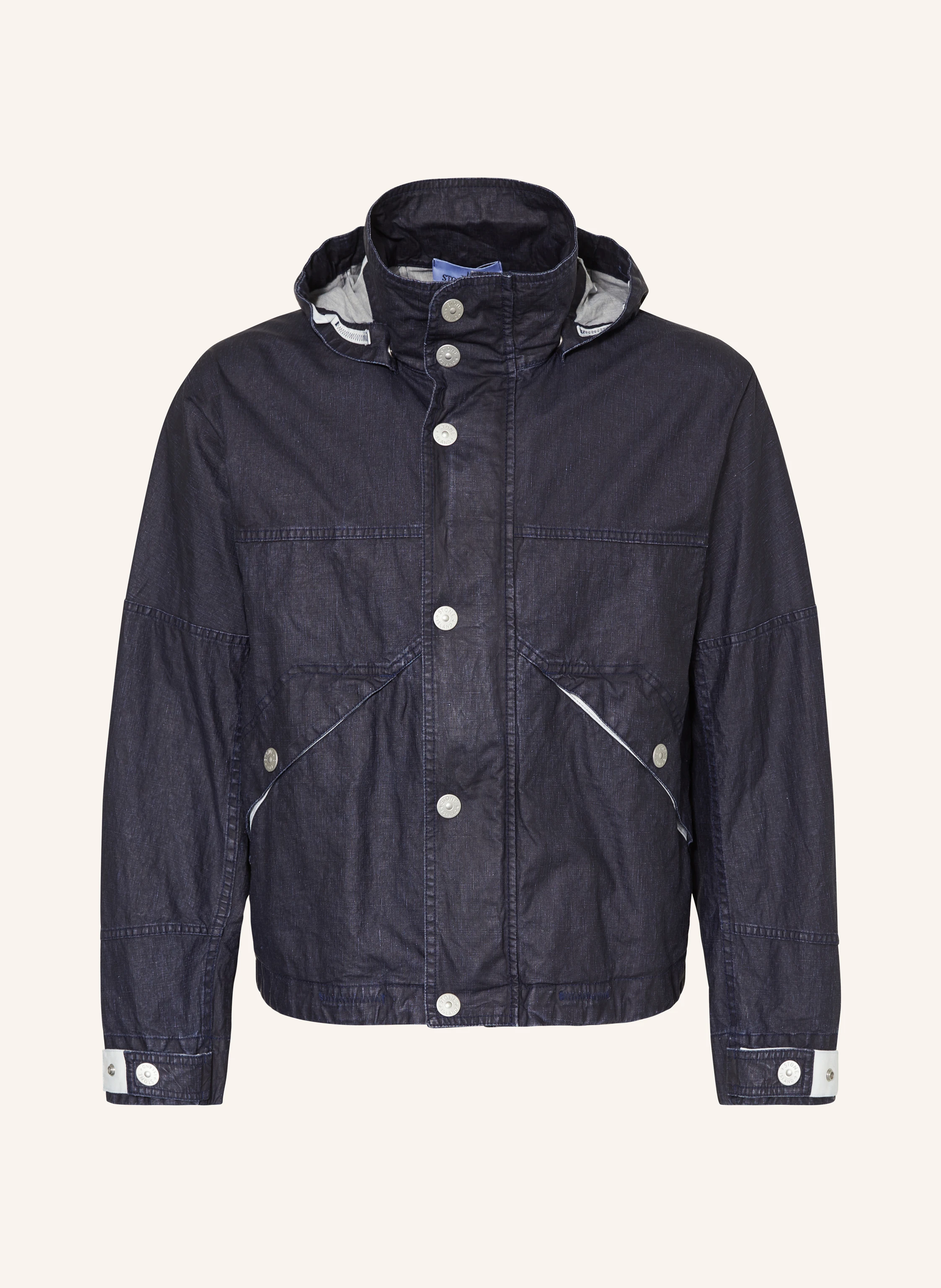 STONE ISLAND Leinenjacke MARINA in Jeansoptik mit abnehmbarer Kapuze