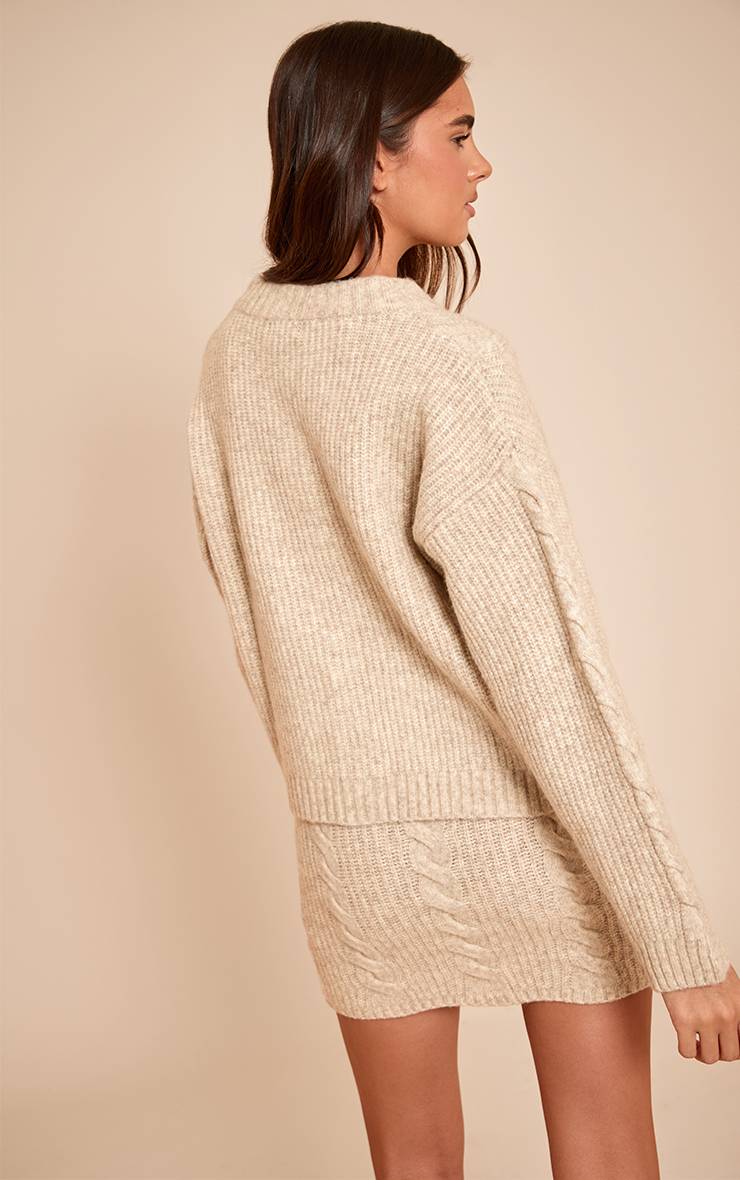Gris Pierre Mini-jupe En Maille Torsadée