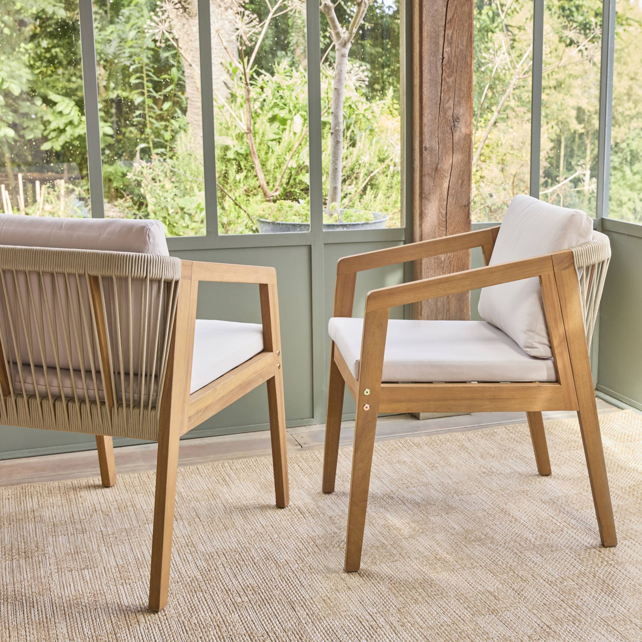 sweeek - Acaciahouten tuinstoelen met touwen (Set van 2)