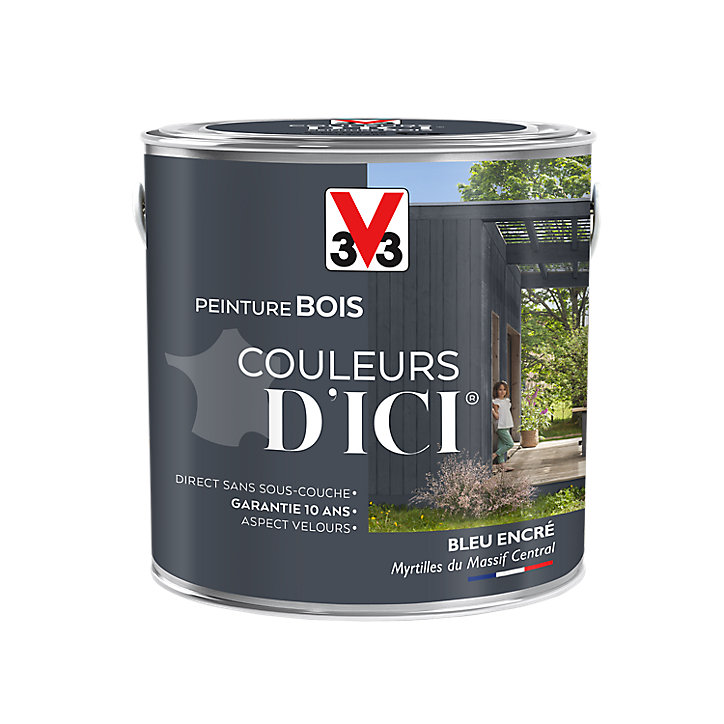 Peinture extérieure bois Couleurs d'ici bleu encré Velours V33 2L