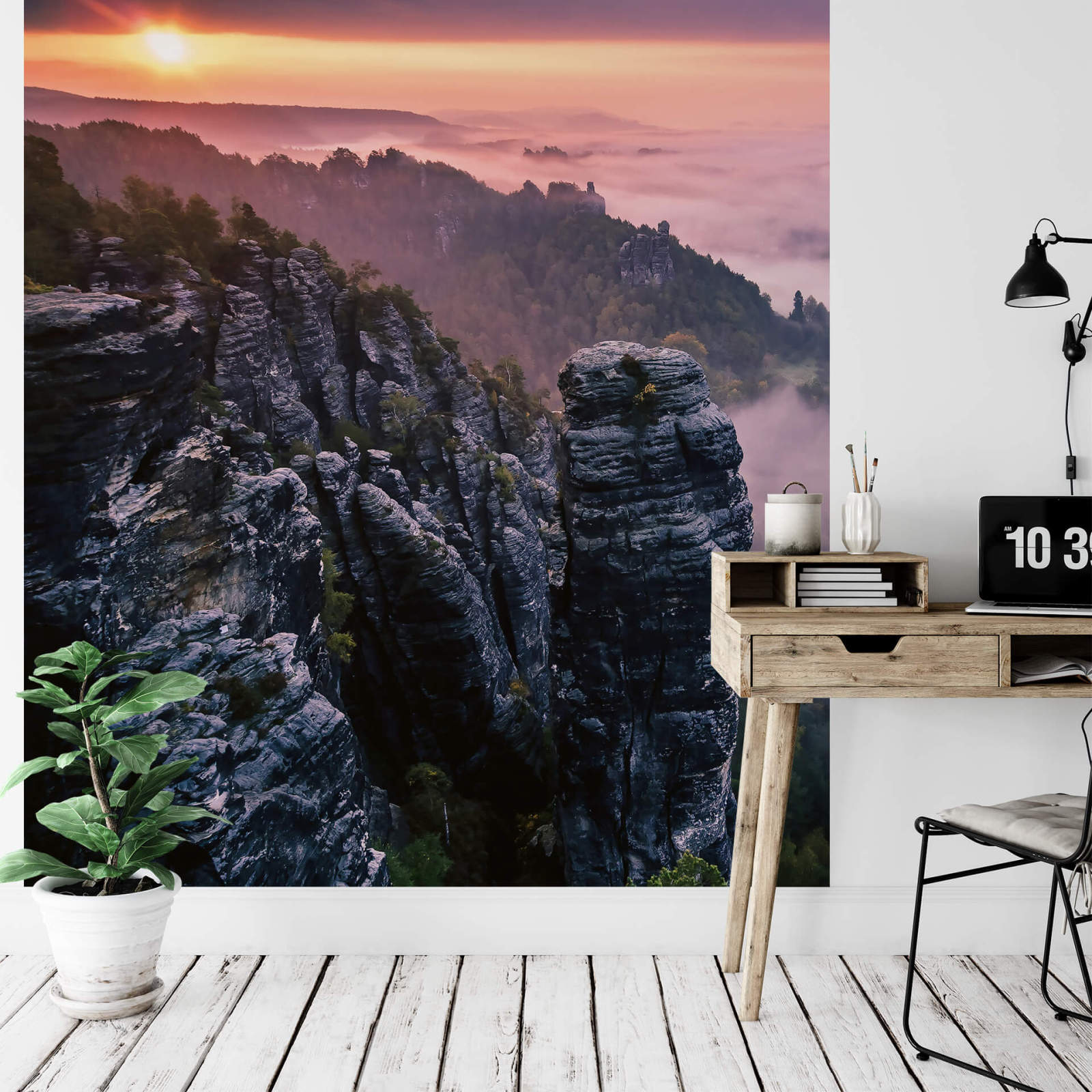 Fototapete DESIGNWALLS 2.0 - grau-grün - Berge - 2,6 Meter