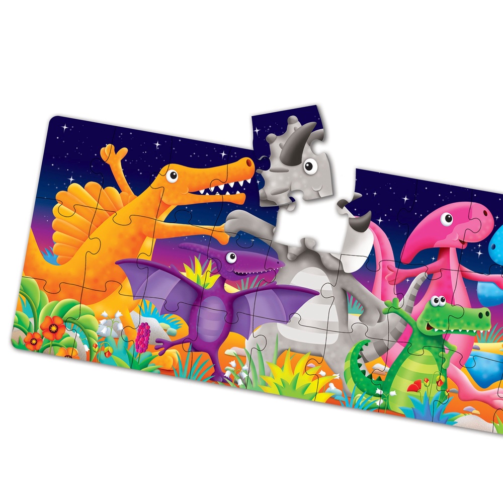 Langes und großes farbenfrohes Tanz-Dino-Puzzle (51 Teile)