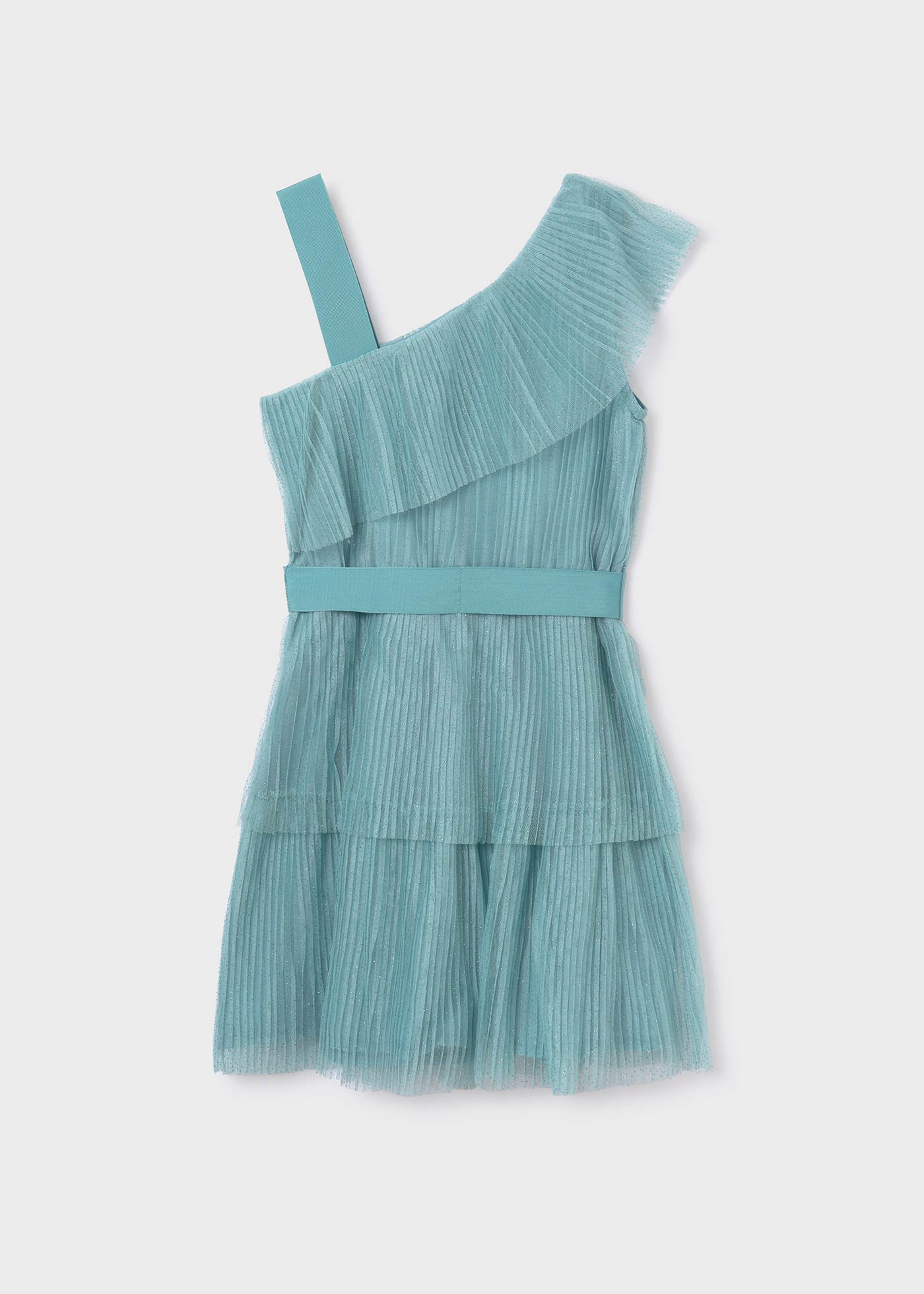 Vestido assimétrico plissado para meninas