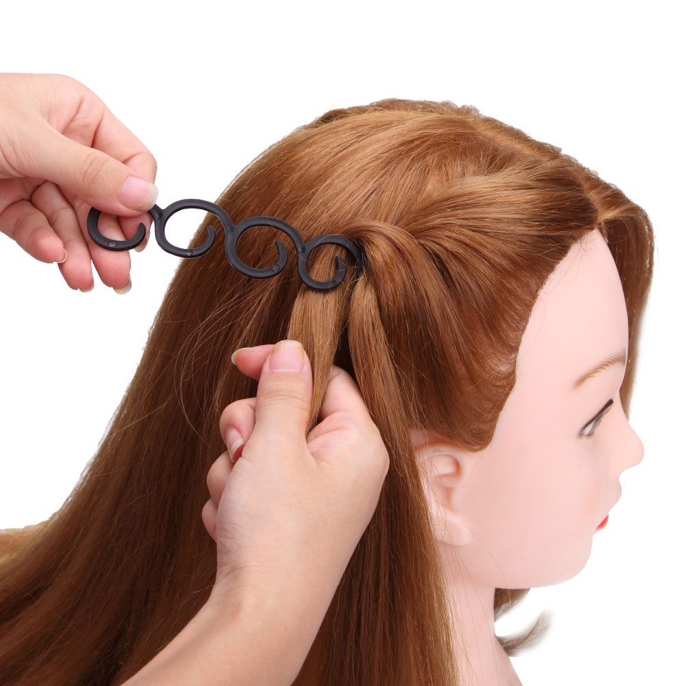 (2er Set) Haar Flechthilfe Zopf Frisur Styling Set - Schwarz