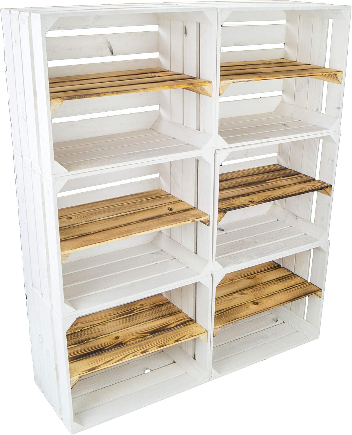 Kistenkolli Altes Land 6 x Johanna Weiss mit geflammter Einlage längs Schuh/-Bücherregal Gartendeko Weinregal, Weinkistenregal, Obstkisten, Weinkisten, Apfelkisten