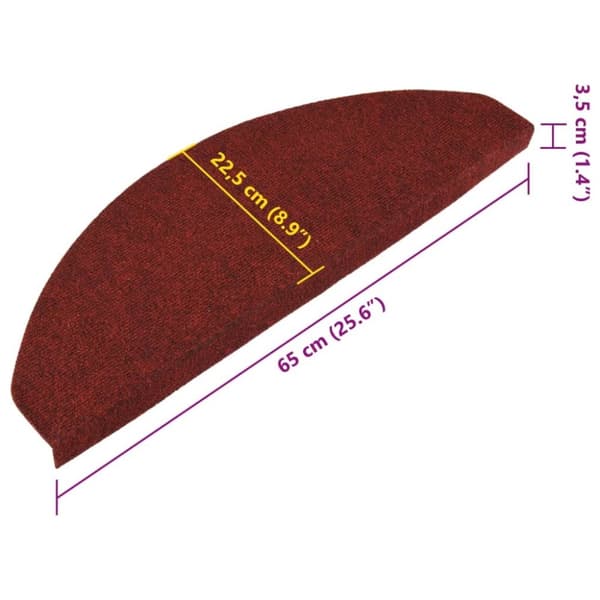 vidaXL Selvklebende trappematter 15 stk 65x22,5x3,5 cm rød