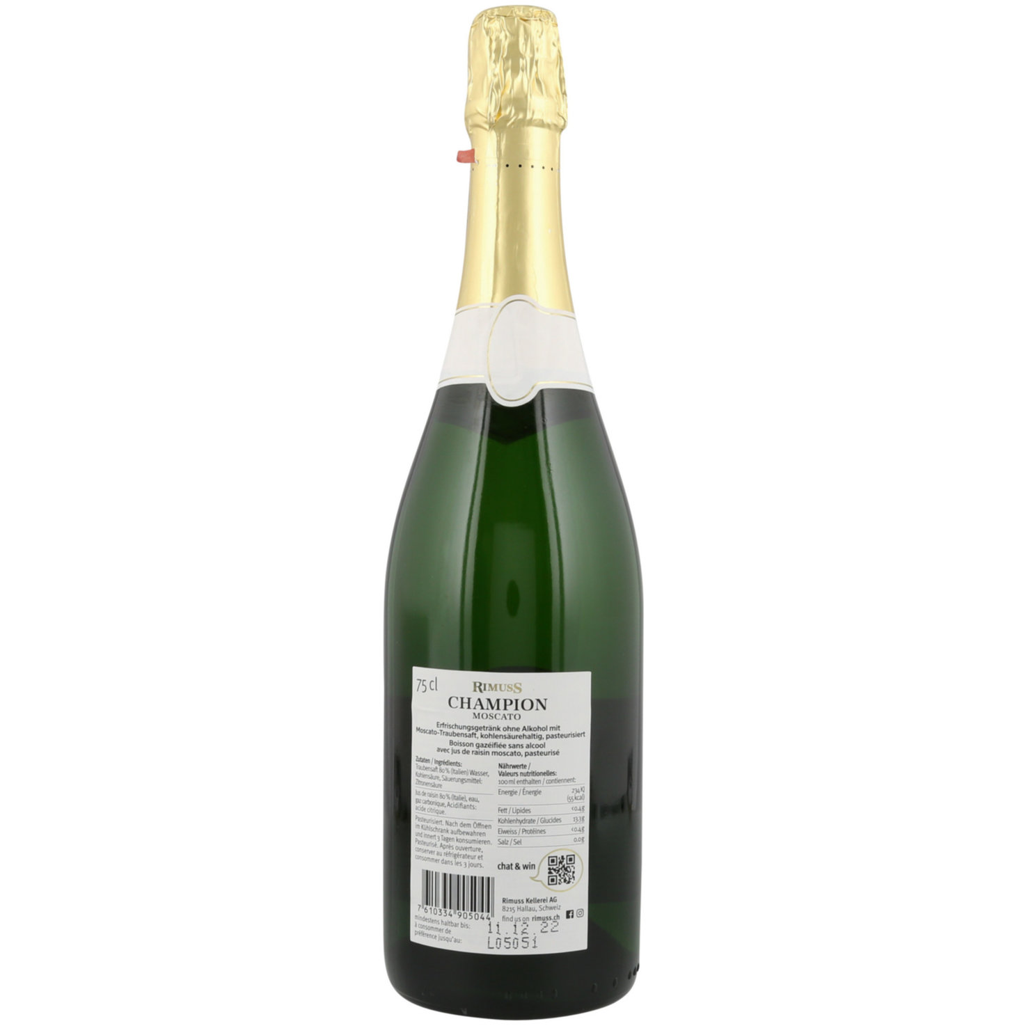 Rimuss Champion Moscato, alkoholfrei -75cl