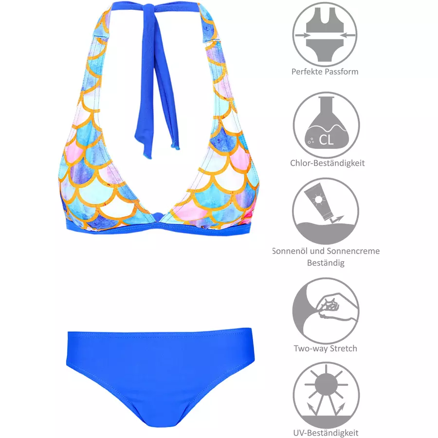 Aquarti Mädchen Bikini Set Zweiteilig Bikinislip Bustier blauorange