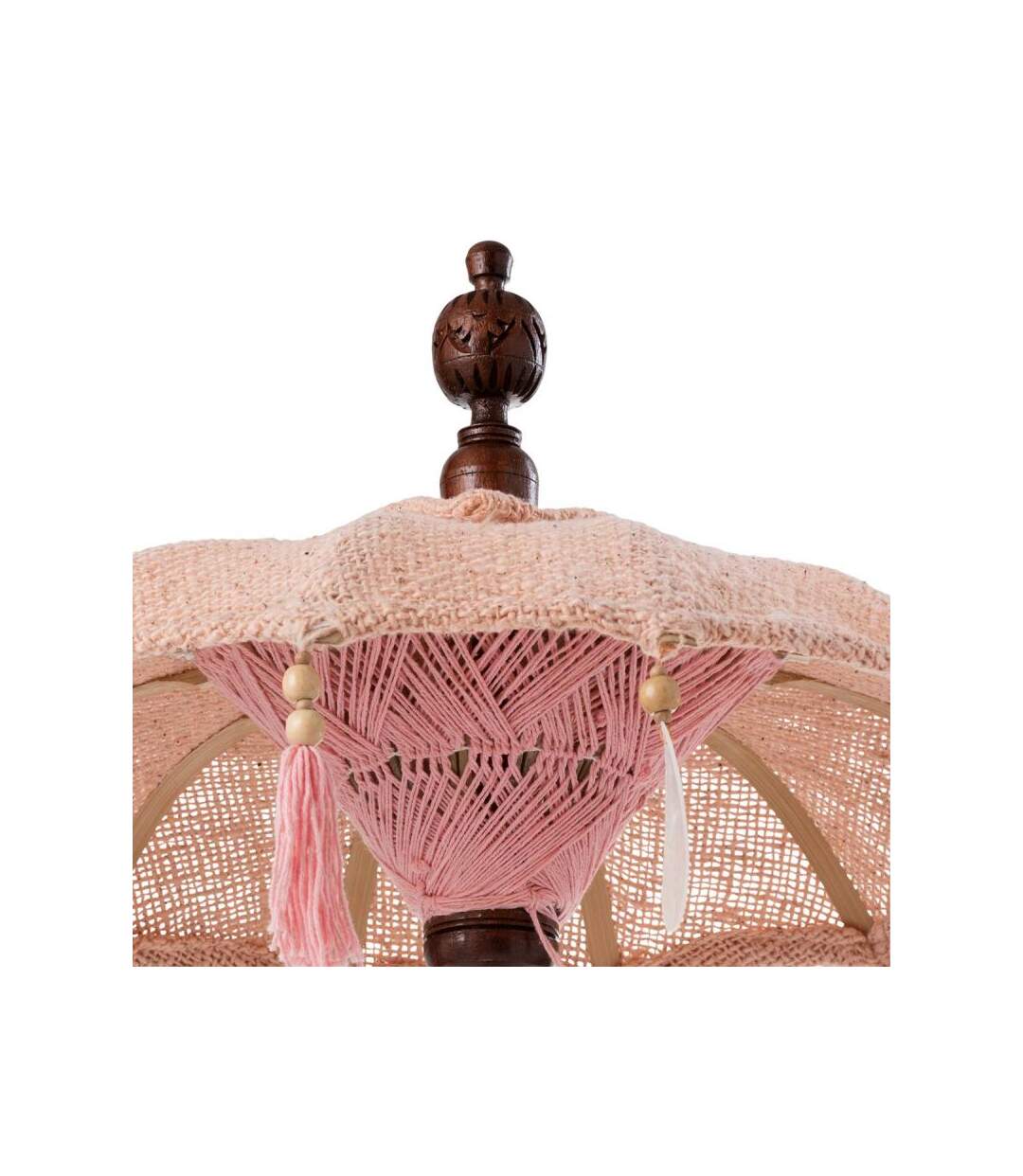 Paris Prix - Parasol Déco pompons & Coquillages 57cm Saumon