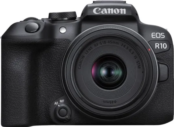 Canon EOS R10 - Digitalkamera - spejlløst - 24.2 MP - APS-C - 4K / 60 fps - 2.5x optisk zoom RF-S 18-45 mm F4.5-6.3 IS STM objektiv - Wi-Fi, Bluetooth - sort