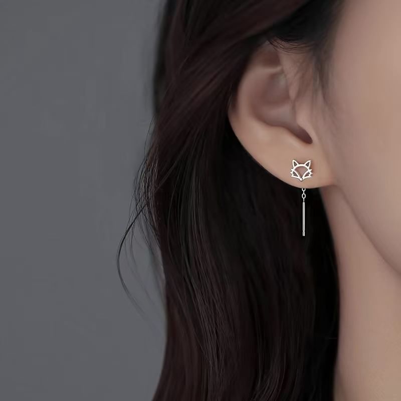 pexrl sieraden - Sterling zilveren vos-draadoorbel