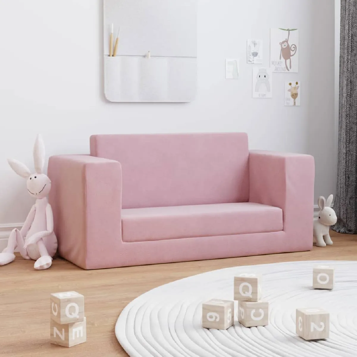 vidaXL Canapé-lit pour enfants 2 places - Rose