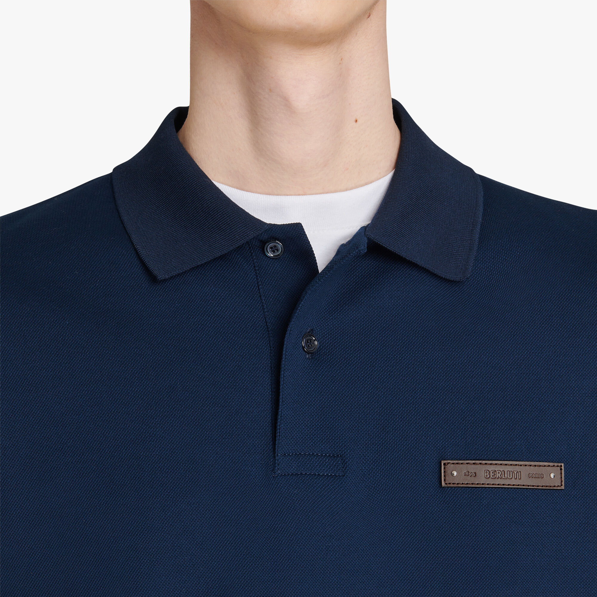 Polo À Manches Longues Avec Details En Cuir
