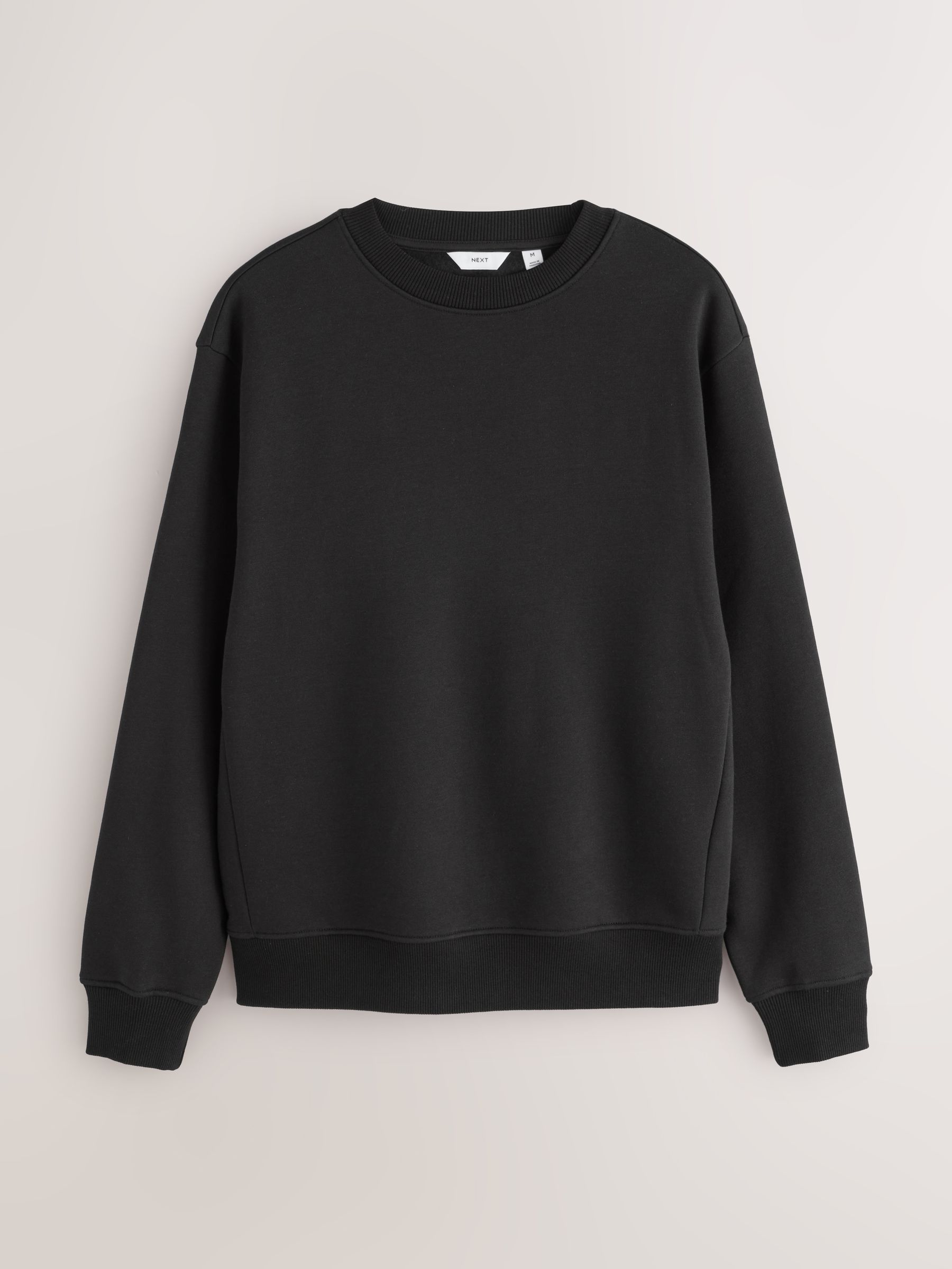 Zwart - Normale Pasvorm - Dik sweatshirt met ronde hals en hoog katoengehalte