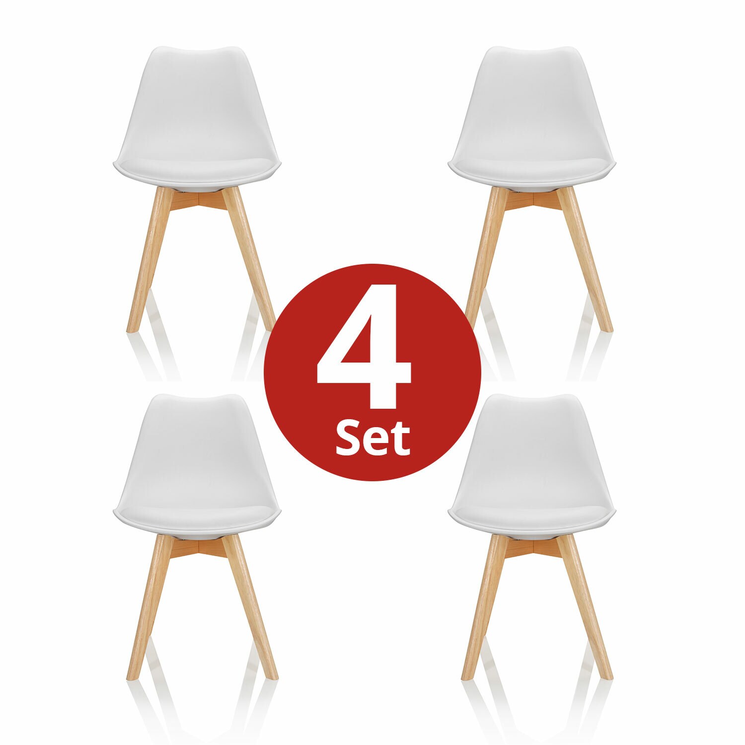 Schalenstuhl 4er Pack SCANDI Kunststoff ohne Armlehnen hjh OFFICE