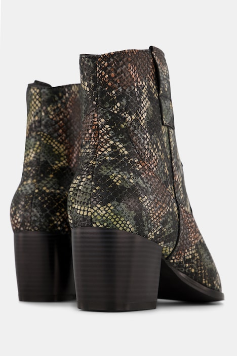 Leder-Stiefeletten, Schlangenlederoptik, Weite H