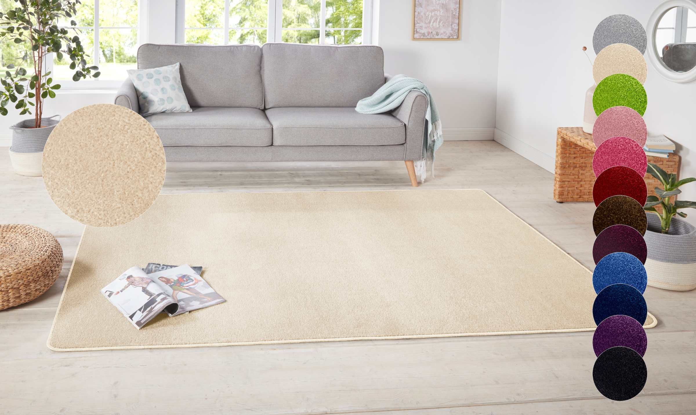 HANSE Home Teppich »Shashi« rechteckig 8,5 mm Höhe Kurzflor, Unifarben, Läufer, weich, Esszimmer, Kinderzimmer, Flur