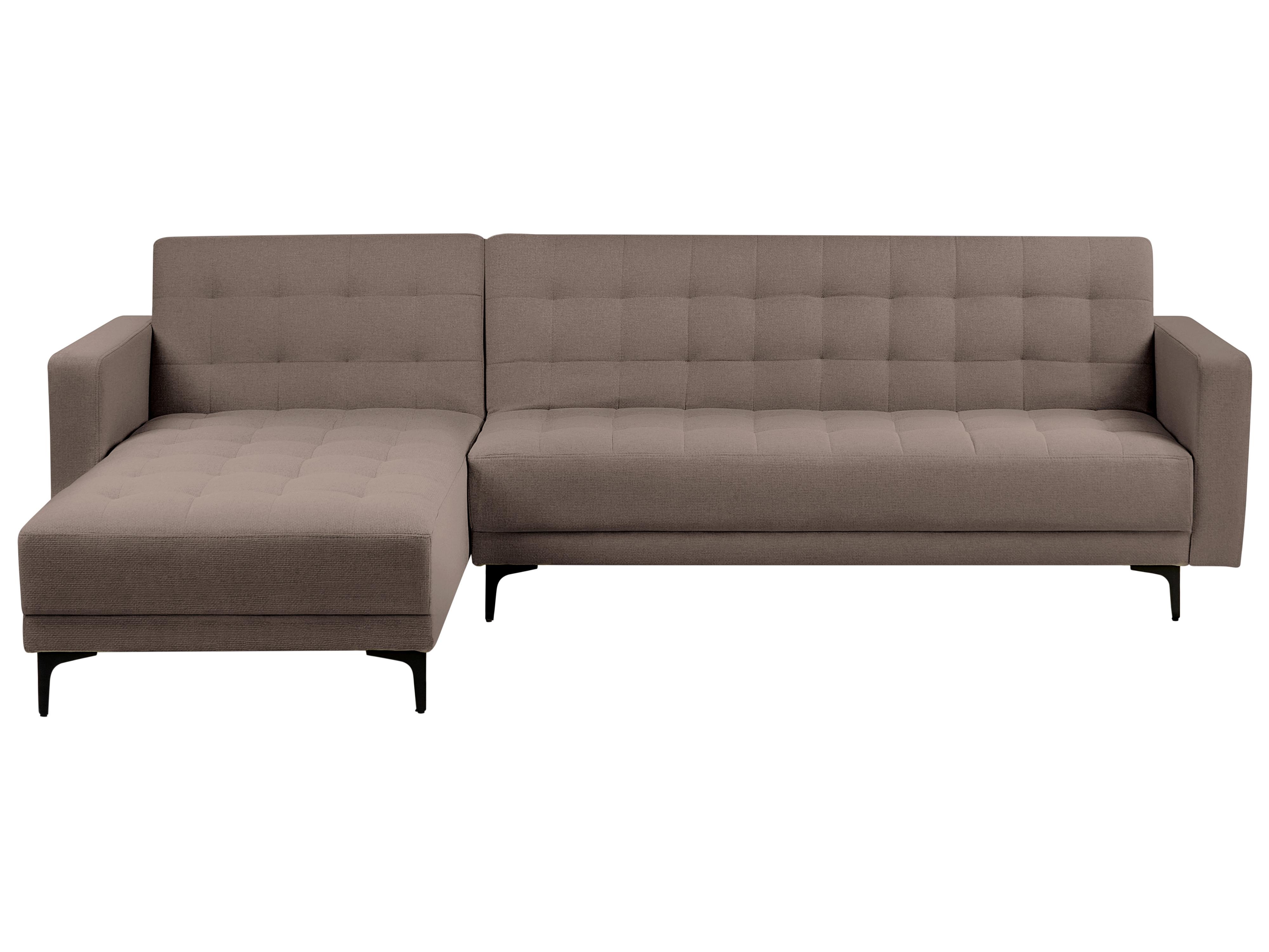 Modulaire hoekslaapbank 4-zits ABERDEEN Stof Taupe rechtszijdig
