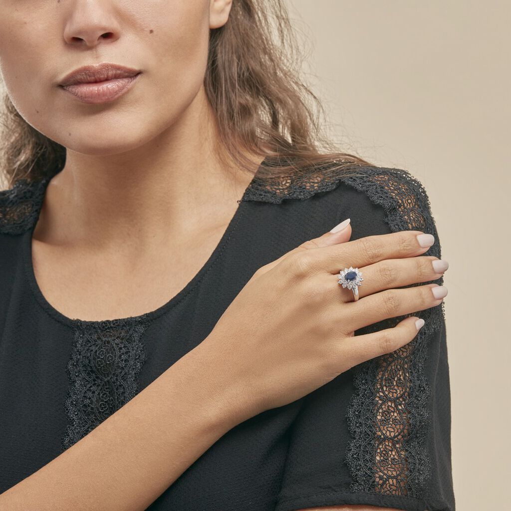 Bague Ivan Or Blanc Saphir Et Diamant
