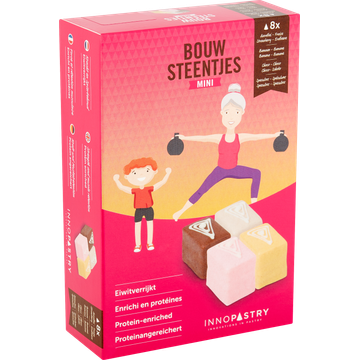 Innopastry Mini Bouw Steentjes Aardbei Banaan Choco Speculoos 8 x 30 g
