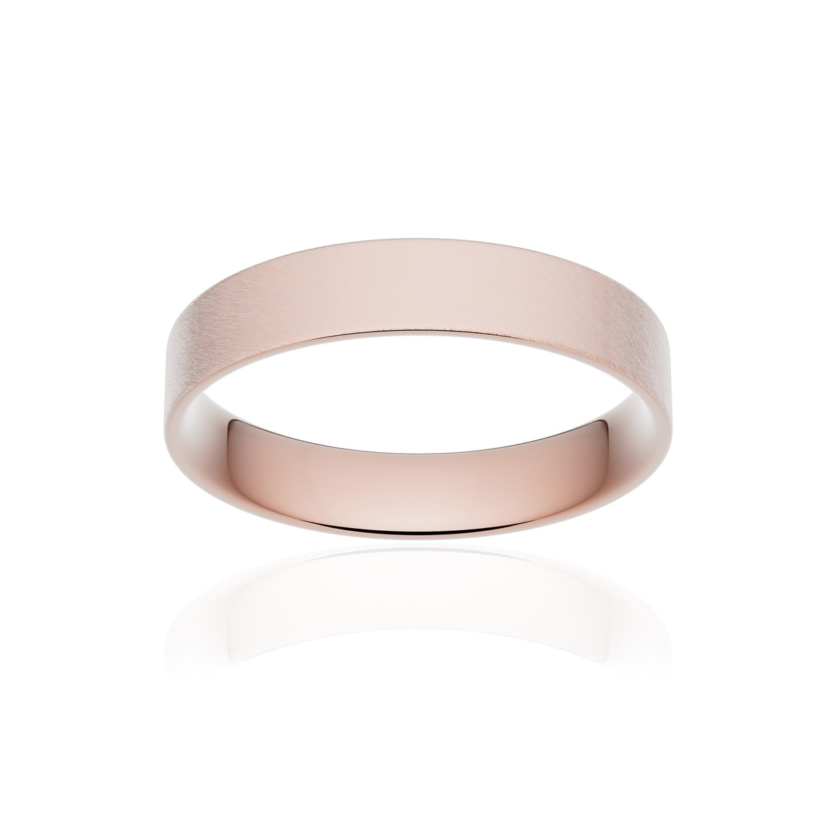 Alliance or 375 rose givré ruban plat confort 4mm