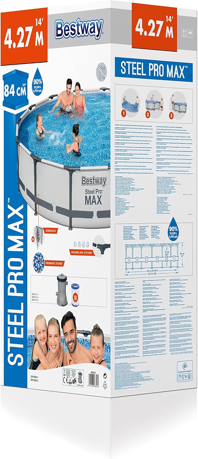 Bestway Steel Pro Max™ Frame Pool-Set, rund, mit Filterpumpe 427 x 84 cm