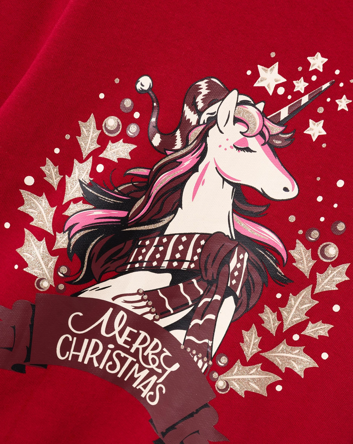 Sweatshirt NKFVISMAS CHRISTMAS UNICORN in red