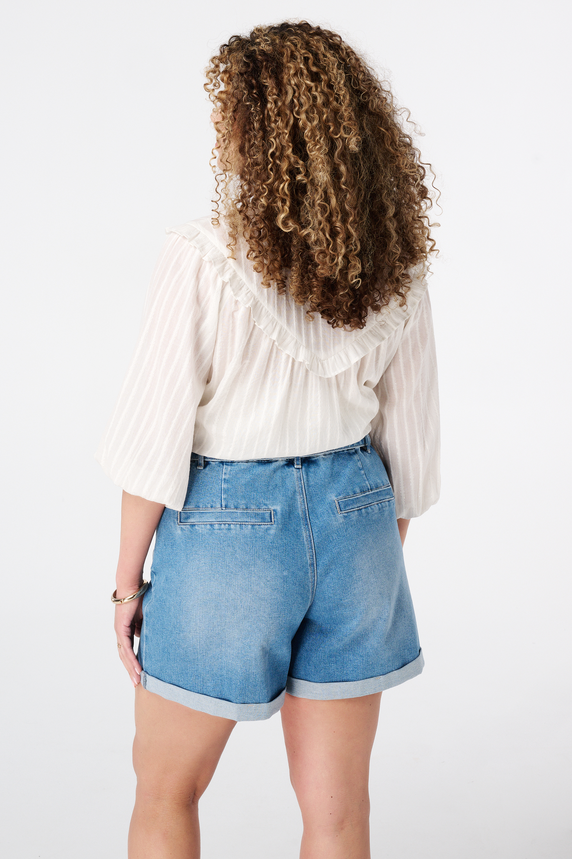 Denim shorts met ceintuur Stonewash Denim