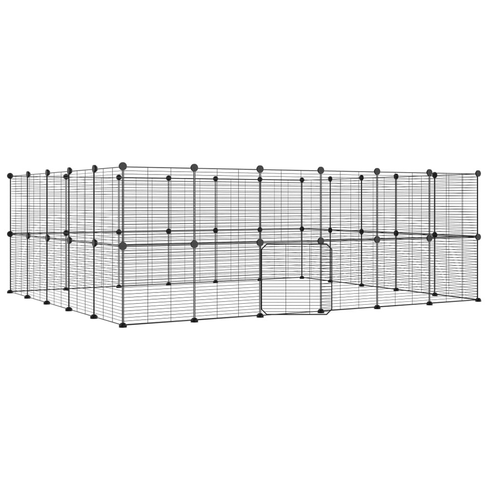 Cage animaux de compagnie à 44 panneaux et porte noir 35x35 cm