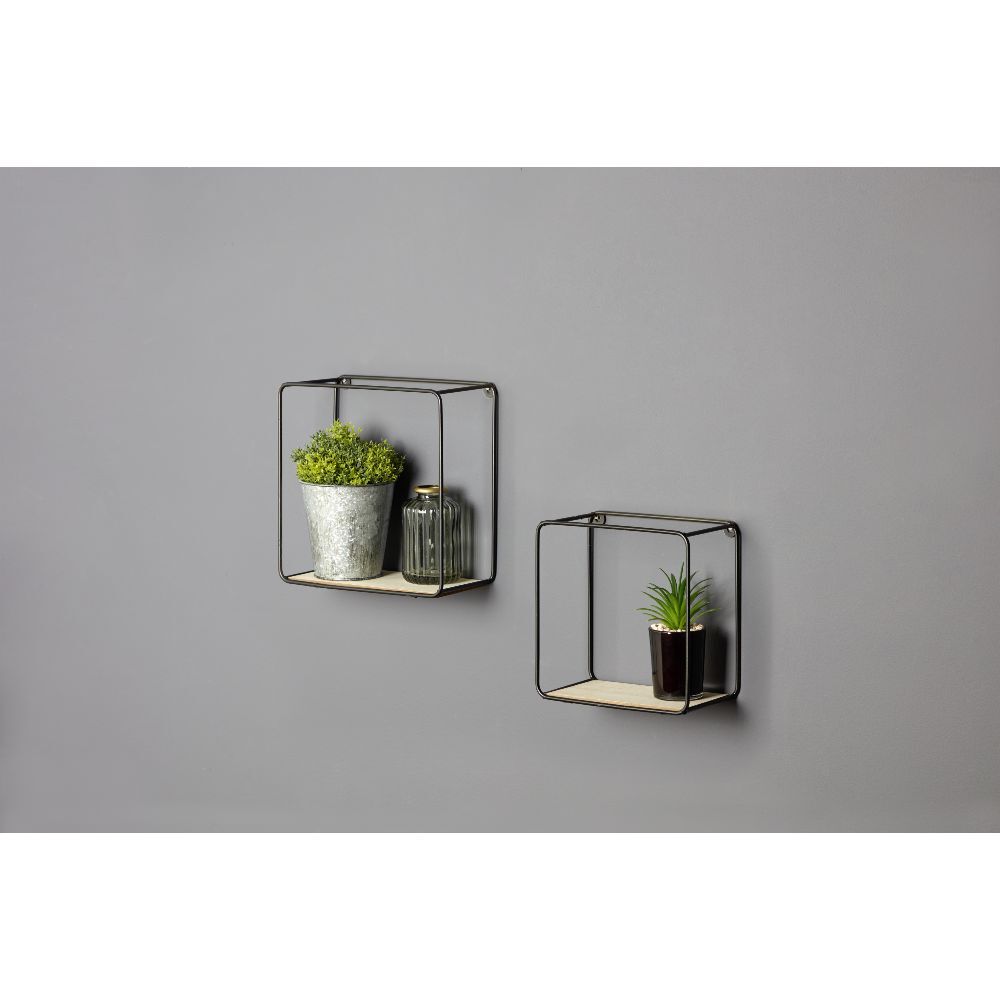 Etagère carré noir x2