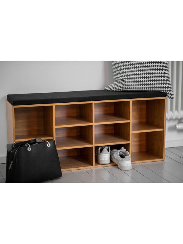 Schuhbank mit Sitzpolster in Bambus-Optik, 10 Fächer, Loft Design Serie
