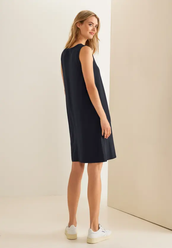 Kleid in Unifarbe - dark vintage blue