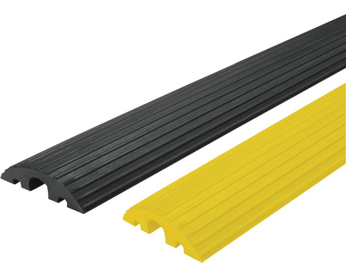 Kabelbrug van gerecycled rubber, zwart, met 3 kabelkanalen, 1200 mm