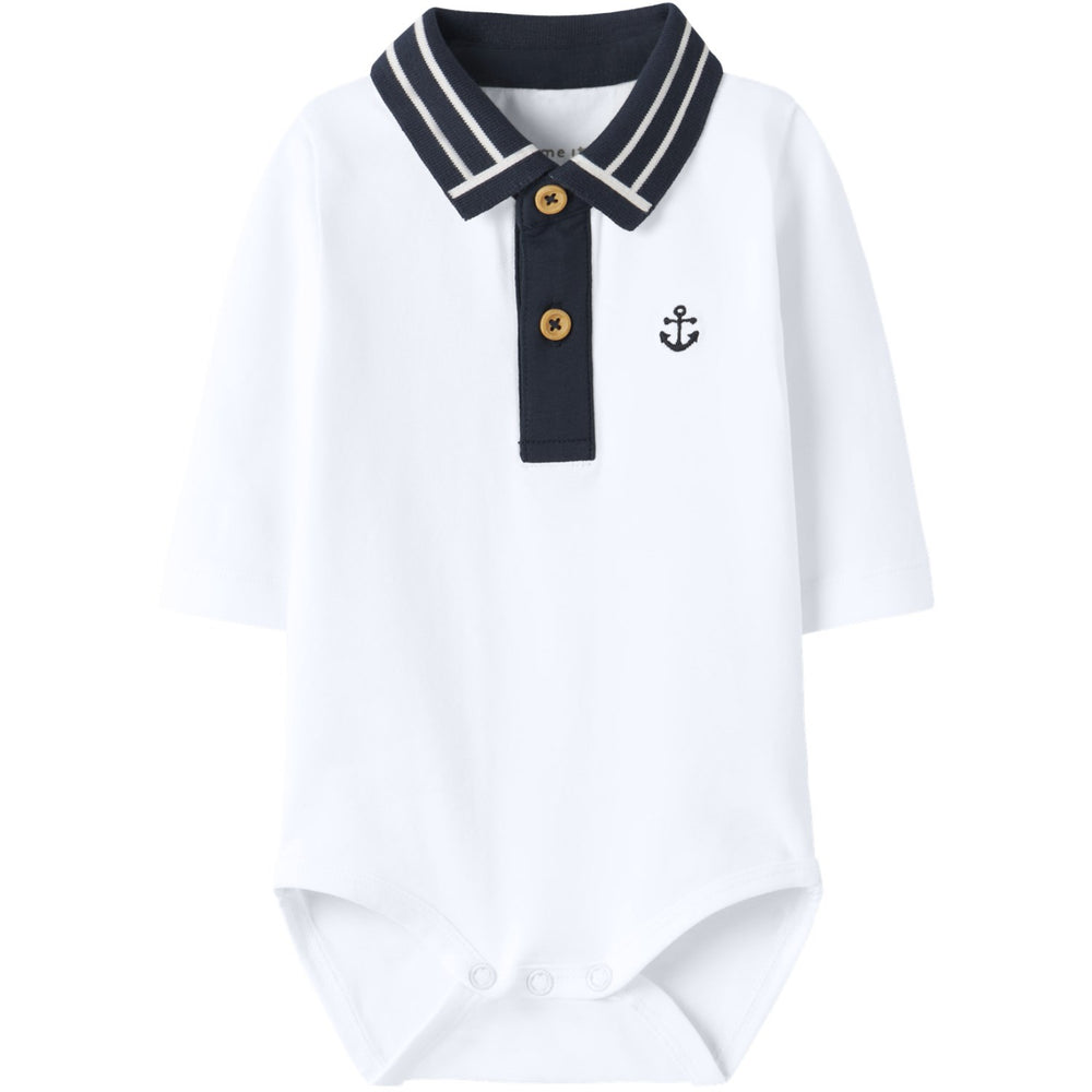 Køb Name It Bright White Anchor Nbmflip Ls Polo Body