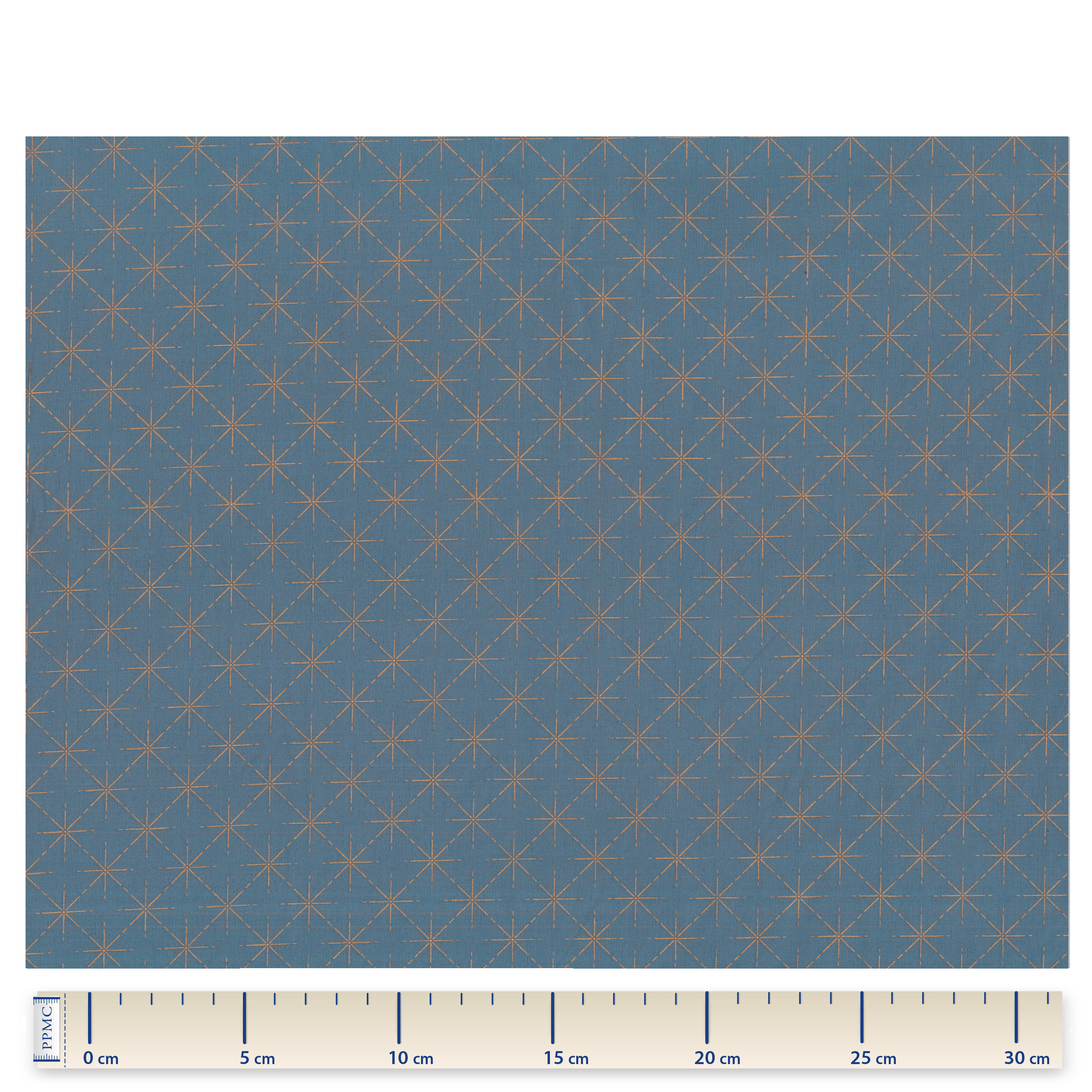 Tissu Coton Au Mètre Etoiles Cuivrées Bleu Jean Ex1102