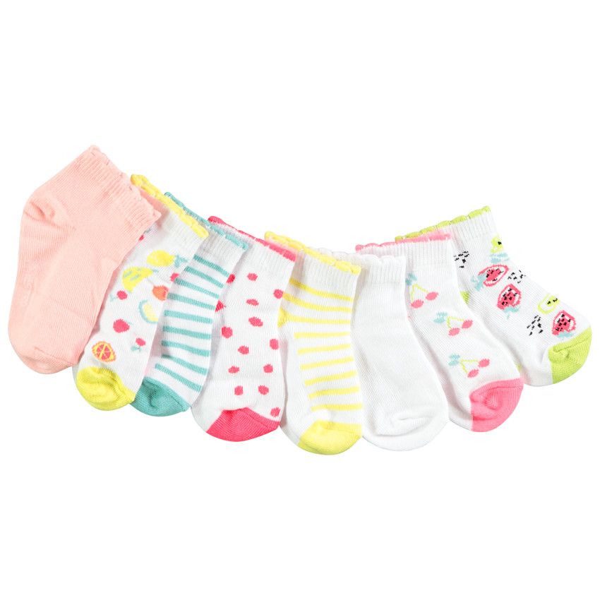 Lot de 8 paires de chaussettes courtes pour fille - Blanc