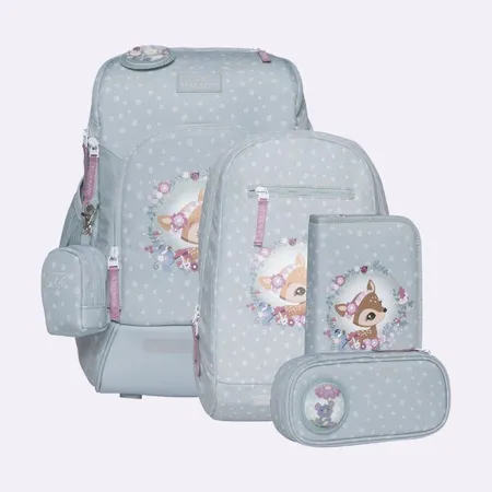 Beckmann Schulrucksackset Active Air FLX Set Forest Deer dusty mint, 6-teilig