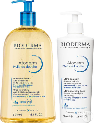 Bioderma Atoderm Routine Peau Sèche Gel Douche 1l + Crème Ultra Apaisant 500ml