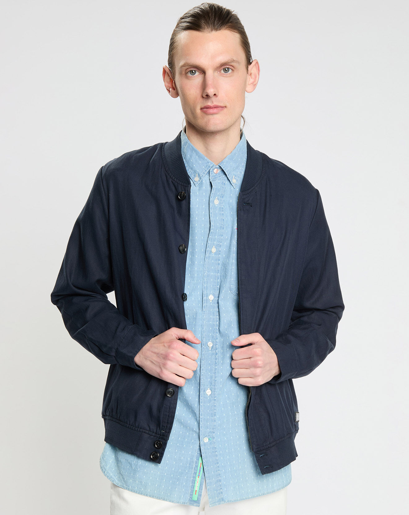 Scotch & Soda Blouson en Lin mélangé bleu marine